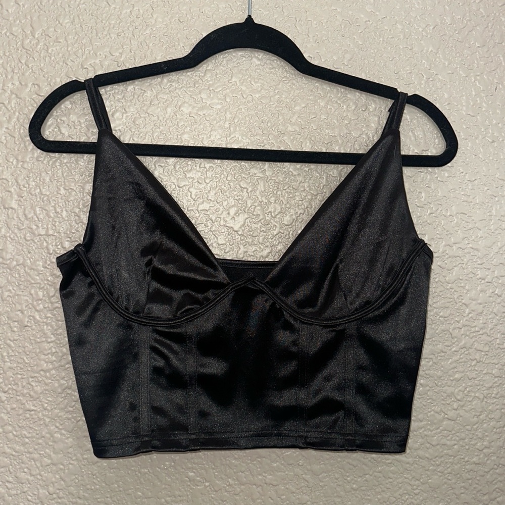 Black Satin Women's Bralette